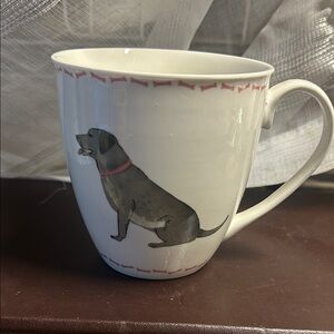 Charming White Dog Mug with Pink Accents